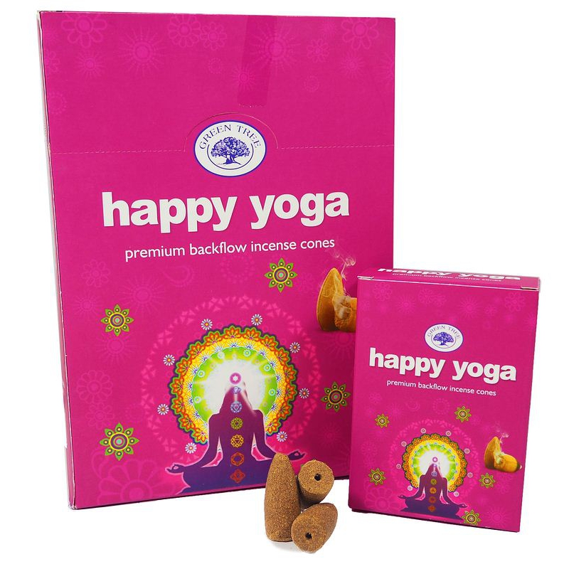 12 packs Happy Yoga backflow incense cones (Green Tree)