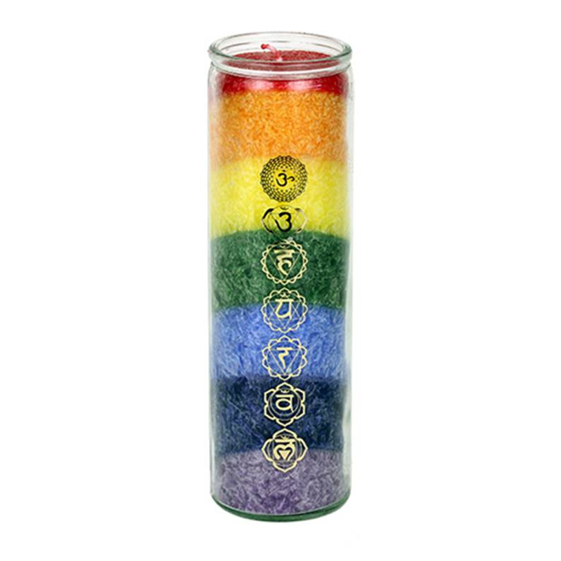 7 chakras candle in glass (100 hours)