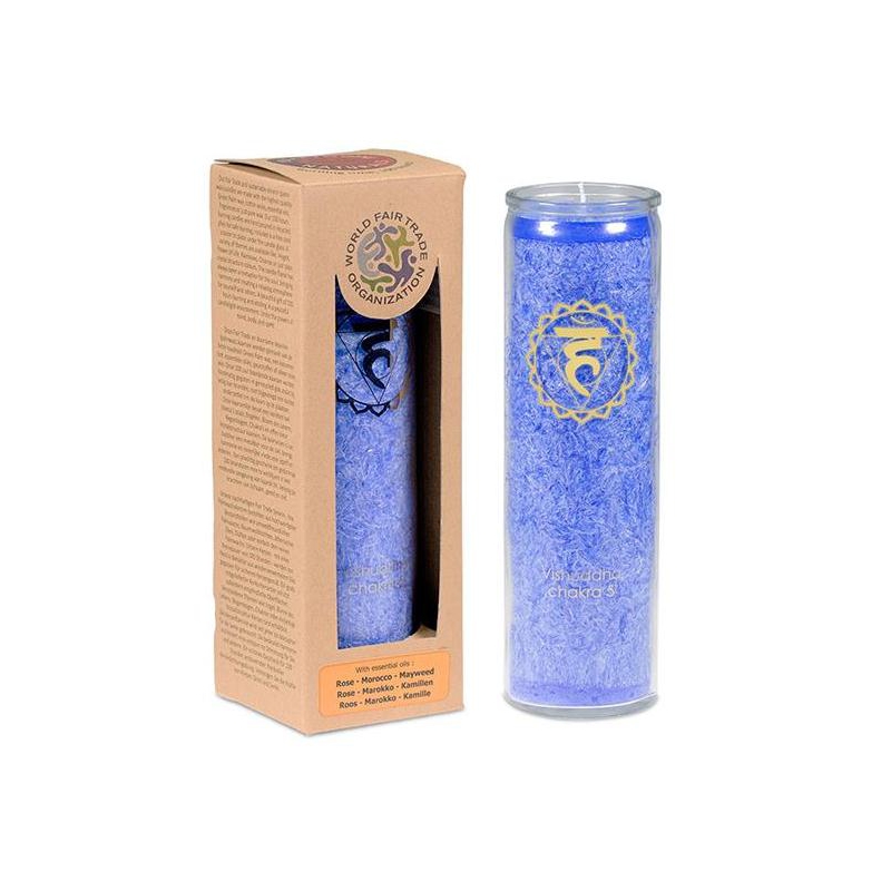 Bougie parfumée Chakra en verre - 5ème Chakra (Vishudda)