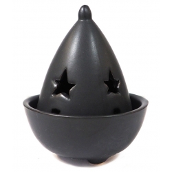 Cone incense burner with star (black)