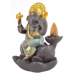 Ganesha backflow wierookbrander (goud/groen)