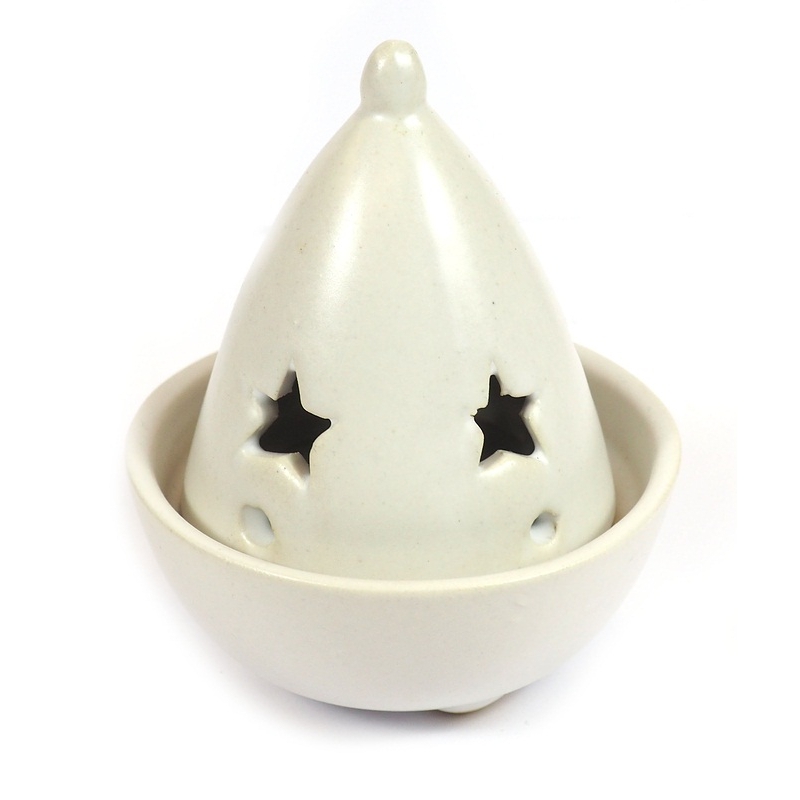 Cone incense burner with star (white)
