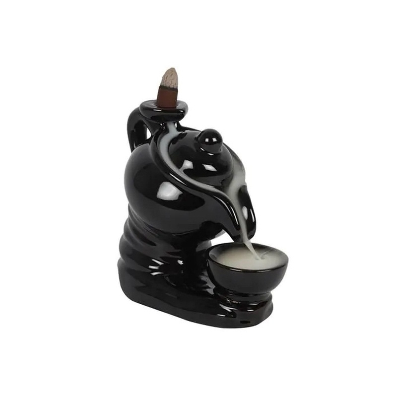 Teapot Backflow incense burner black