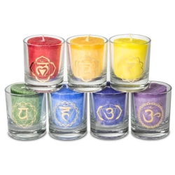 Set 7 Chakra-Votiv-Duftkerzen in Geschenkbox