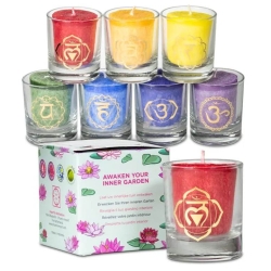 7 bougies votives parfumées chakra en coffret cadeau