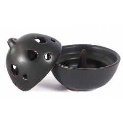 Cone incense burner Ceramic (black)