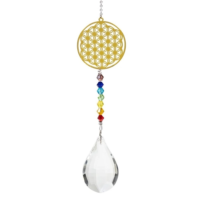 Feng Shui chakra crystal pendant Flower of Life