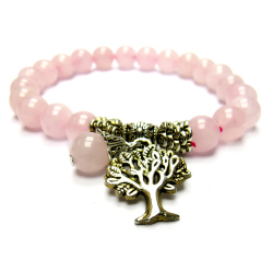 Rose quartz Tree of Life bracelet 8mm