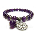 Amethyst bracelet with Tree of Life 8mm