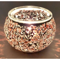 Mosaic tealight holder Brown