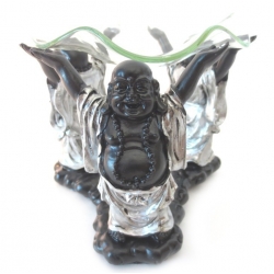 3 Lucky buddha oliebrander (zilver/zwart)