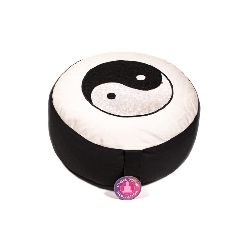 Meditatiekussen zwart/wit Yin Yang geborduurd (8012)