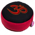 Coussin de méditation OHM noir / rouge brodé (8016)