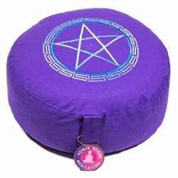 Meditatiekussen violet pentagram geborduurd (8025)