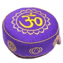 Meditation cushion gold / violet 7 chakras embroidered (8028)