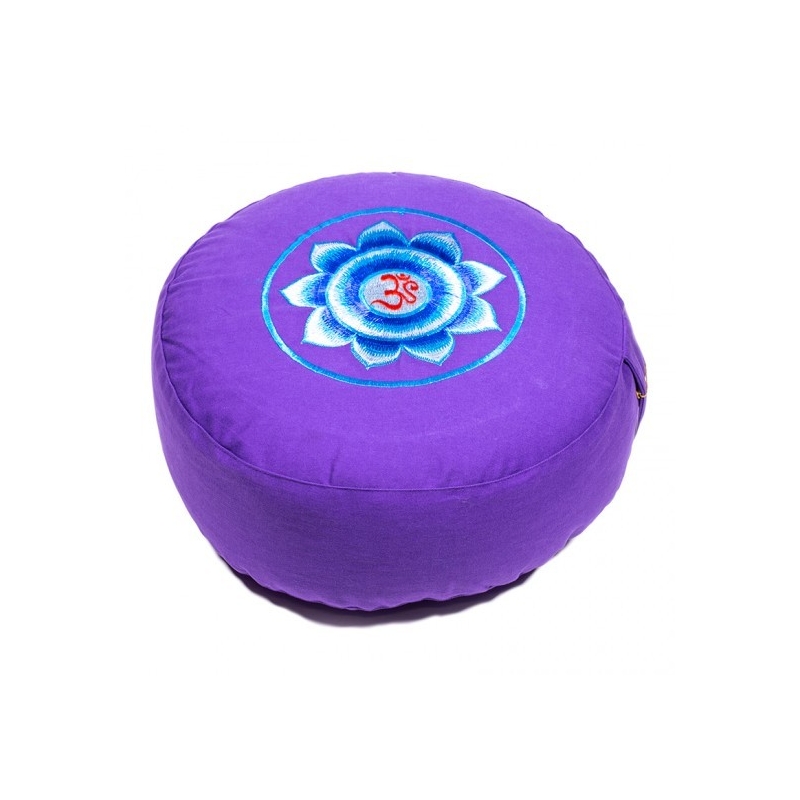 Meditatiekussen violet OHM geborduurd (8062)