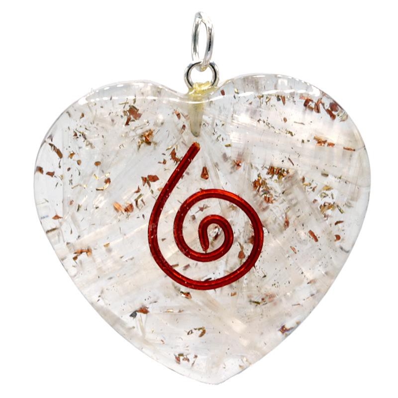Orgonite pendant selenite heart-shaped