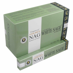 12 Packungen Weihrauch Golden Nag White Sage 15gr (Vijayshree)