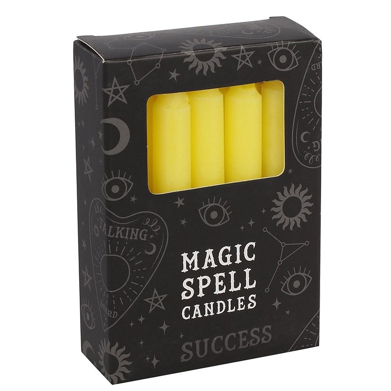 Pack of 12 'SUCCESS' Spell Candles Yellow