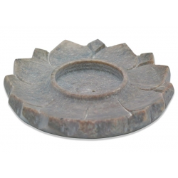 Lotus candle and incense holder soapstone natural