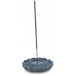 Lotus candle and incense holder soapstone gray