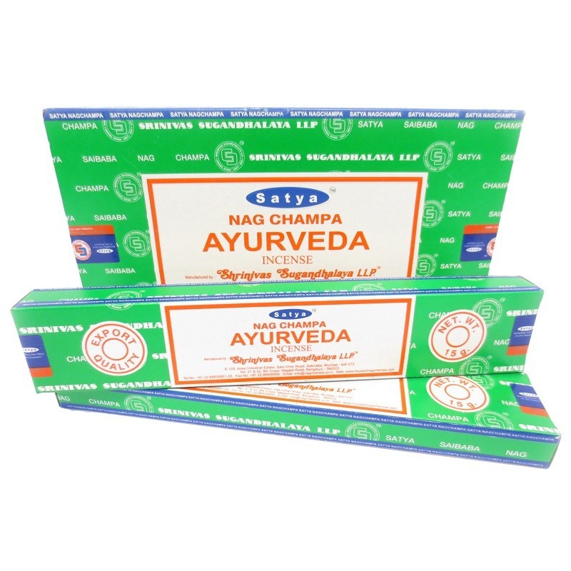 12 Packungen Nag Champa Ayurveda Weihrauch (Satya)