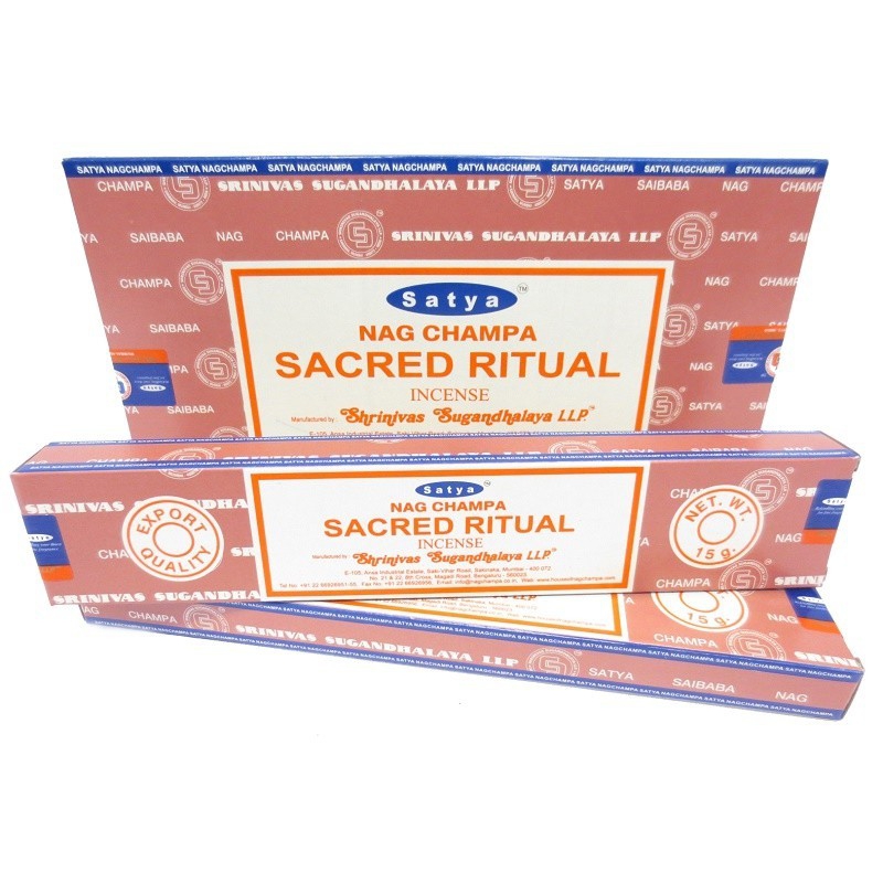 12 pakjes Nag Champa Sacred Ritual wierook (Satya)