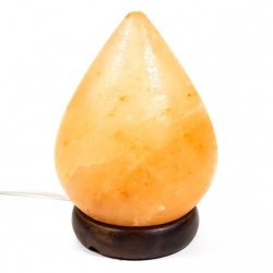 Salt lamp drop shape with wooden base