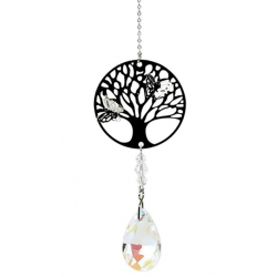 Tree of Life met druppelvorm regenboogkristal wit