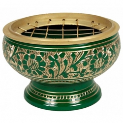Incense burner brass green