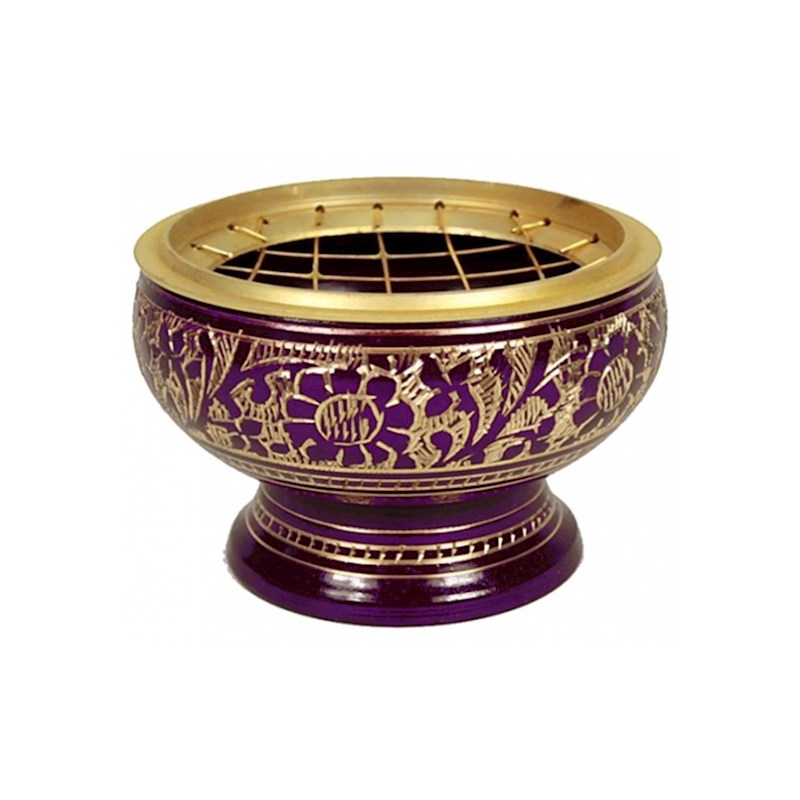 Incense burner brass purple
