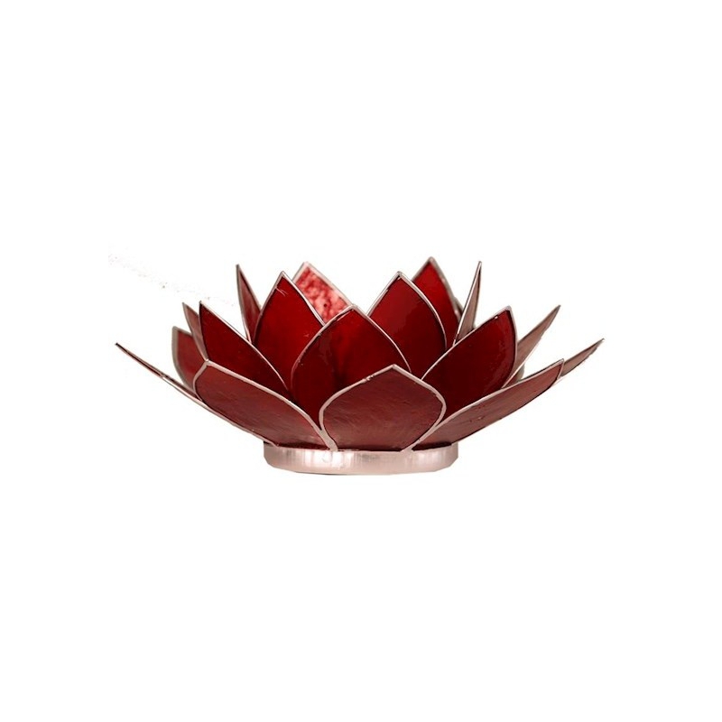 Lotus sfeerlicht - Rood (zilverkleurige randen)
