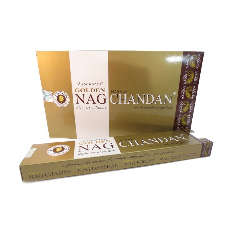 12 pakjes Golden Nag Chandan Sandalwood wierook