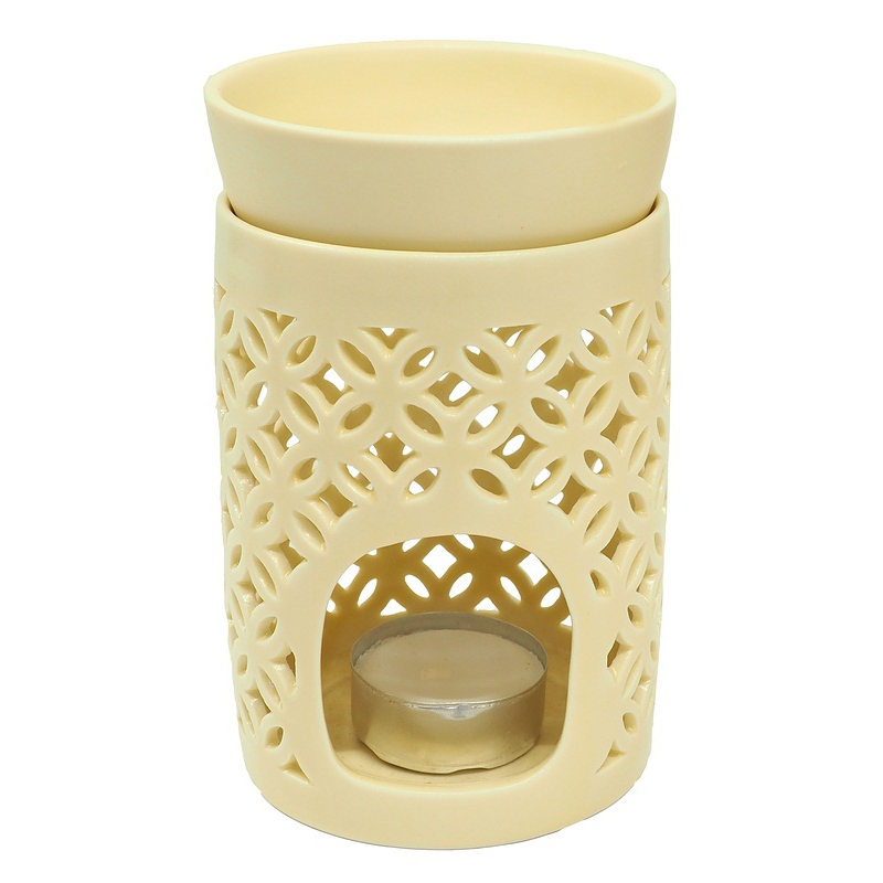 Oil burner Flower of Life (crème colored)