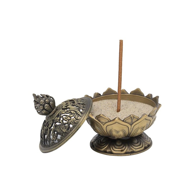 Brûle encens Lotus couleur bronze (6.9cm)