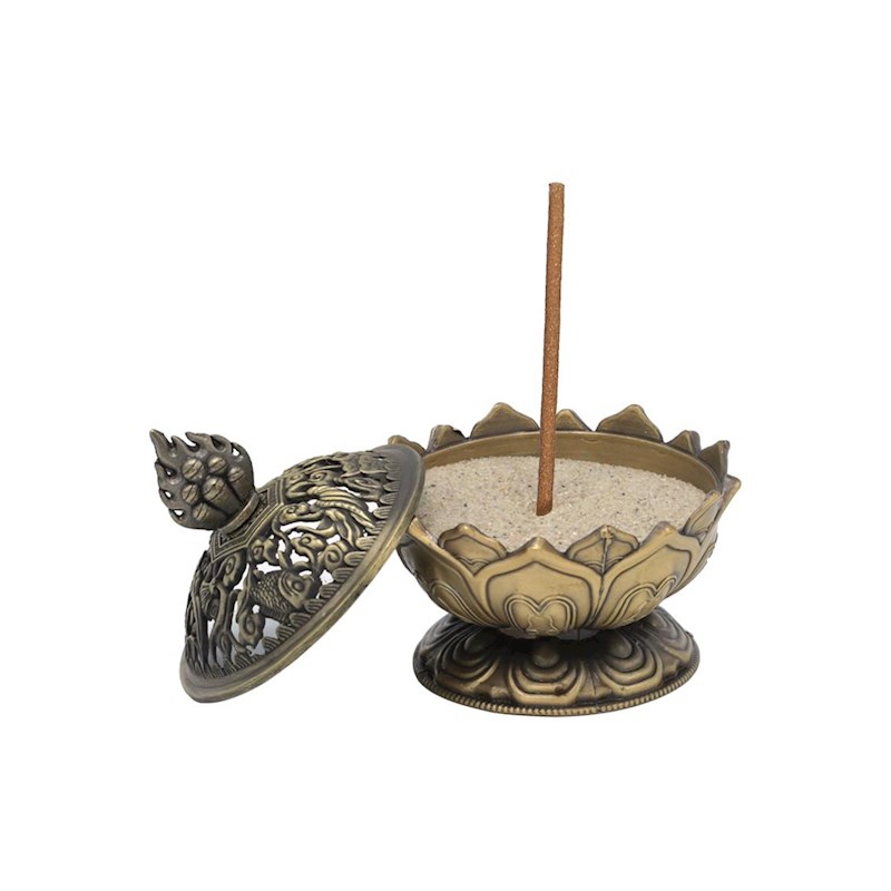 Incense burner Lotus bronze colored (6.9cm)
