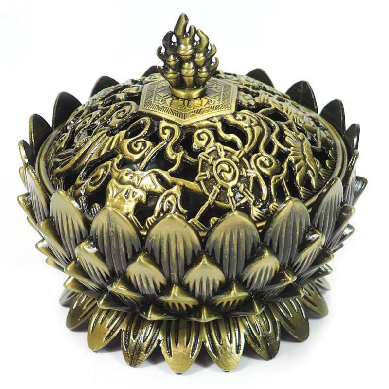Brûle encens Lotus couleur bronze (9cm)