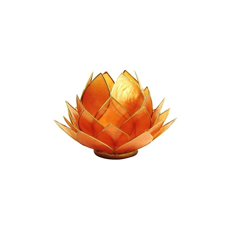 Lotus Candleholder big - amber orange