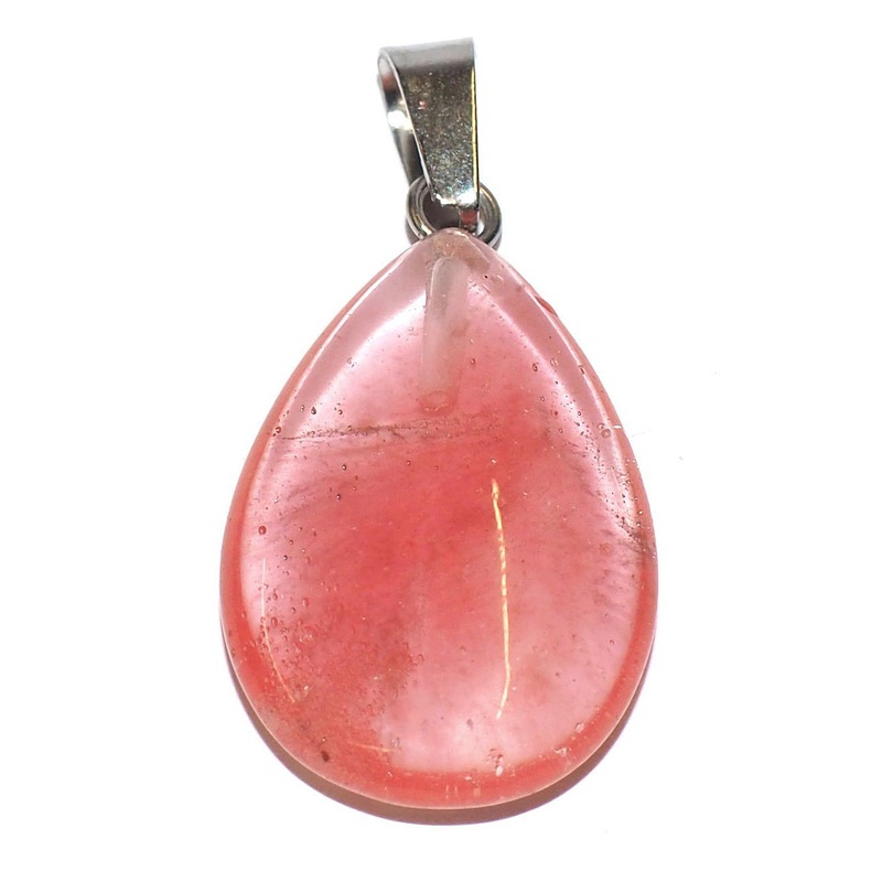 Pendentif goutte de quartz pastèque